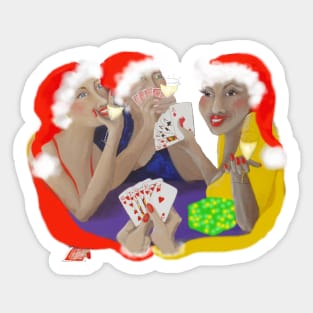 Christmas Lady Card Players Sticker